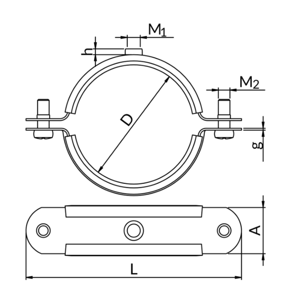 مشبك تعليق الأنابيب بأقطار 20-16مم يأتي بدون مسمار التثبيت بالحائط   Pipe Clamp 16-20mm   UPGB-3/8BK - Image 2